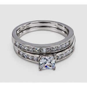Sterling Silver Pave Channelwedding Set Ring