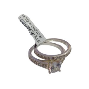 Sterling Silver Round 4 Claw Wedding Ring