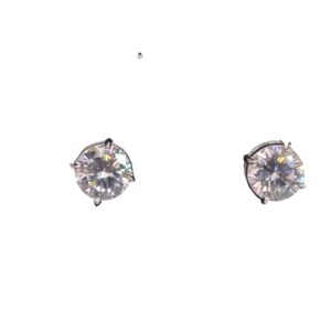 Sterling Silver Round 8Mm 4 Claw Stud Earring