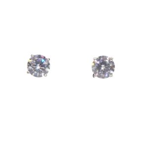 Sterling Silver 8Mm Round 4 Claw Stud Earring