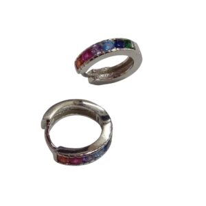 Sterling Silver 925 Rainbow Huggie Earrings