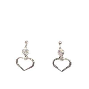 Sterling Silver 925 Dangling Hearts Earrings