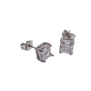 Silver Square Stone Earrings