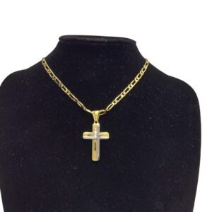 Cross Pendant + Chain T/Tone