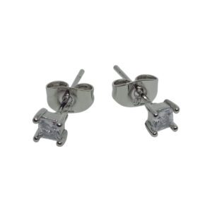 Silver Square Studs 4Mm
