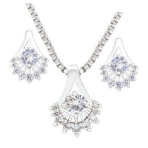 Silver Cluster T/Drop Earring White