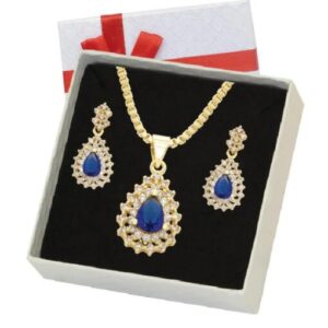 Fancy Blue Stone Pendant+Chain