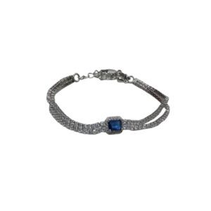 Silver Diamante Bracelet Blue