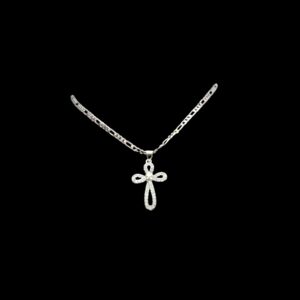 Ladies Silver Cross Pendant + Chain Ts3448