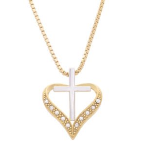 Heart Cross Pendant + Chain Tg1432