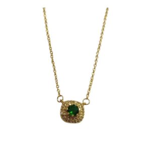 Touch Of Gold Green Stone Pendant + Chain