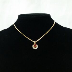 Cluster Teardrop Pendant + Chain Red
