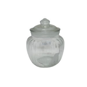 Consol Glass Round Ribbed Cannister 600Ml With Lid