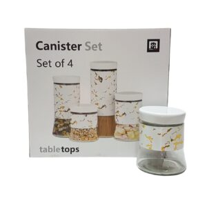 Cannister 4Pc Gold White