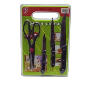 Hmedi Kitchen Knife + Scissor Set 4Pc