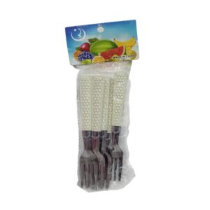 Cream/Green Handle Forks 6Pc