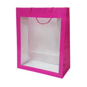 Giftbag Window Pink 30X25.5X11.5Cm