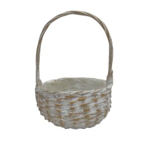 Basket Round With Handle White No 2