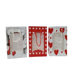 Gift Bag Window White/Red 14.5X11.3X6.4Cm