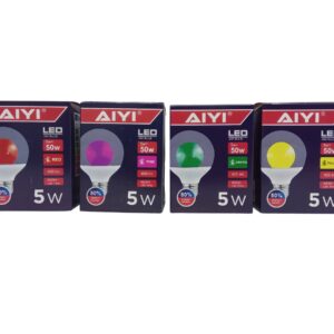 Aiyi  5W Led Colour Bulb E27 (Red/Pink/Yellow/Green/Multi)