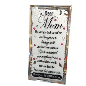 Glass Plaque Dear Mom 18X9.5Cm