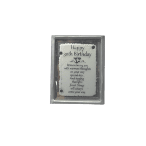 Glass Plaque H/30Th Birthday 10X7.5