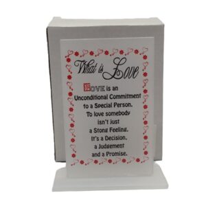 Plaque What Is Love 9X8cm Base 9X4cm