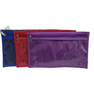 33Cm Pencil Bag Clear Front (Assorted Colours)