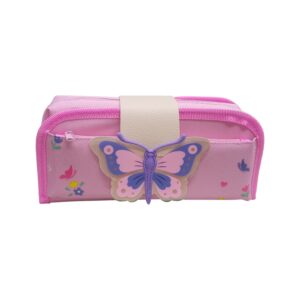 Girls Butterfly 2 Zip Pencil Bag Assorted Color