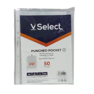 V Select 50Pk A4 Punched Filing Pockets