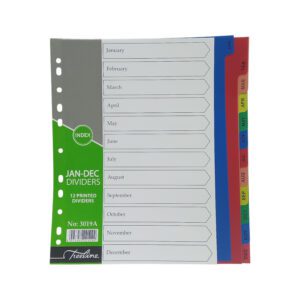 Ref:3019A A4 Pvc Jan-Dec File Divider