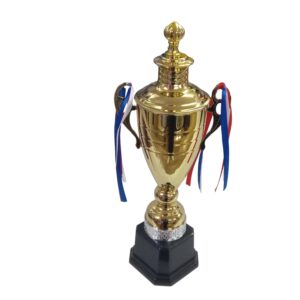 Trophy Cup And Ribbon Gold Metal 40Cm
