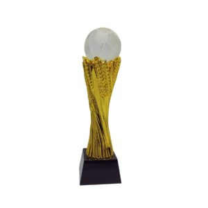 Glass/Metal Soccer Trophy On Base
