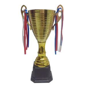 Trophy Cup And Ribbon Gold Metal 46Cm