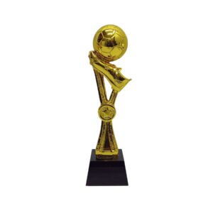 Metal Soccer Boot + Ball Trophy On Base