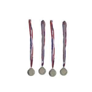 Silver Metal Medal Blue/Red String