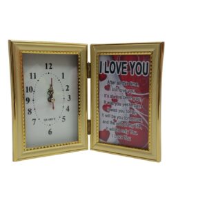 Clock & Photo Frame I Love You Red 4X6 Inch