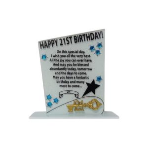 Glass Plaque Happy 21St Birthday 16X19cm