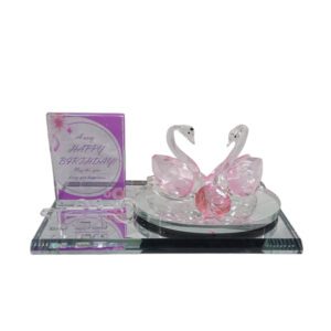21St Double Swan Glass Key With Message