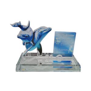21St Double Dolphin Glass Key With Message