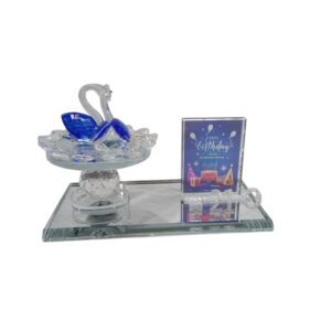 21St Double Swan Glass Key With Message