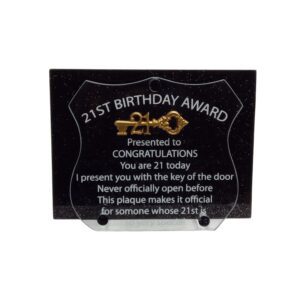 Plaque D/Glass 21St B/Day Award 18.8X14cm
