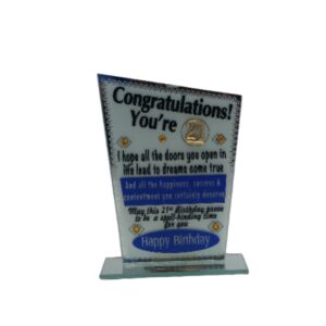 21St Glass Plaque Congrats Y/21 14.5X20cm