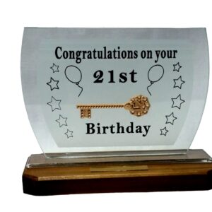 21St Key Wood Base With Glass Plaque