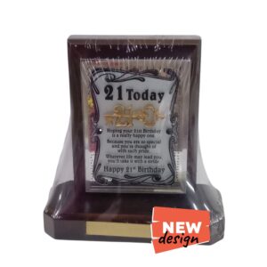 21St Plaque Wooden W/Key D/Brown