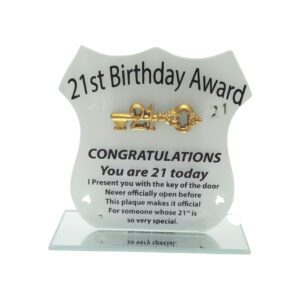Glass Plaque 21St Birthday Award 15X16cm