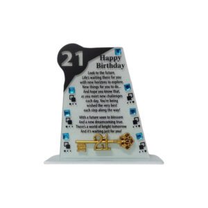 Glass Plaque 21 Happy Birthday 16X19cm