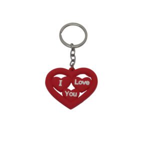 Keyring 3 Hearts I Love You Red/Wht