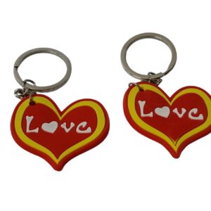 Keyring Heart Shape Rd/Yl/Wt