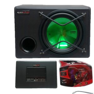 Black Spider 12 Inch Active Sub Woofer 12 000W (Green) Plus 8G Amp Kit Cable
